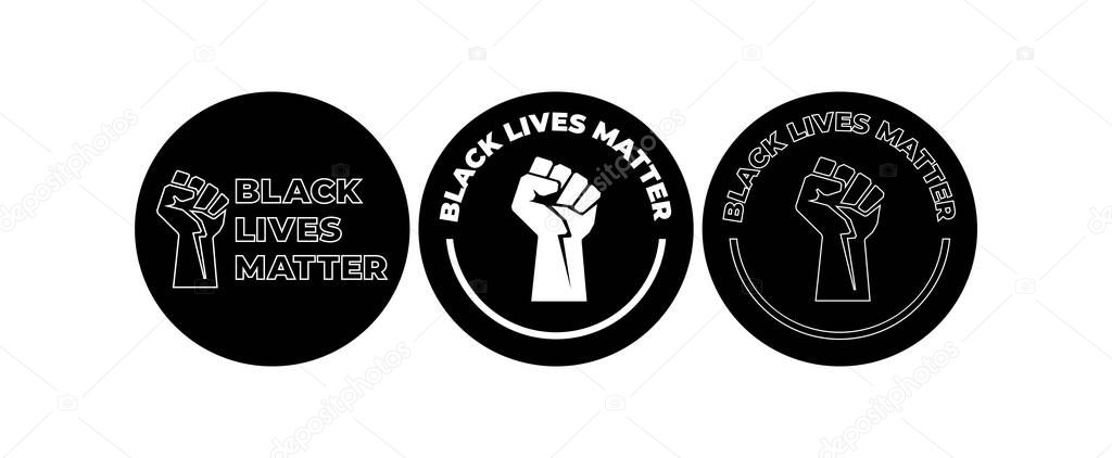 Stop racism icon. Black lives matter concept. Template for background, banner, poster with text. Vector illustration.