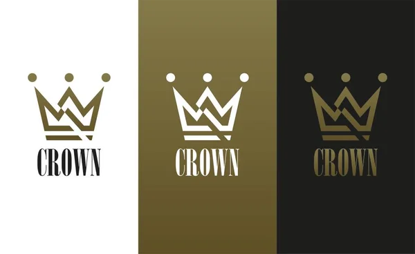 Ornamental Crown Line Logo Vorlage Illustration Design. Vektor EPS 10. — Stockvektor