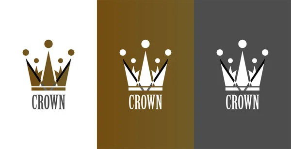 Ornamental Crown Line Logo Vorlage Illustration Design. Vektor EPS 10. — Stockvektor