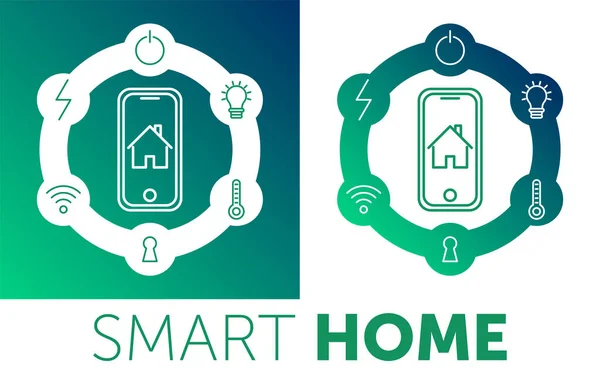 Conceito de controle doméstico inteligente. Infográfico de casa inteligente. Conceito casa com sistema de tecnologia. Ilustração vetorial de estilo de design plano. O arquivo é salvo na versão 10 EPS . —  Vetores de Stock