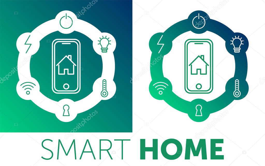 Smart home control concept. Smart house infographic. Concept home with technology system. Flat design style vector illustration. The file is saved in the version 10 EPS.