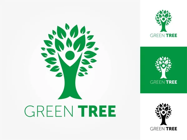 Modelo de design de logotipo do vetor árvore verde. Plantas, natureza e ecologia — Vetor de Stock