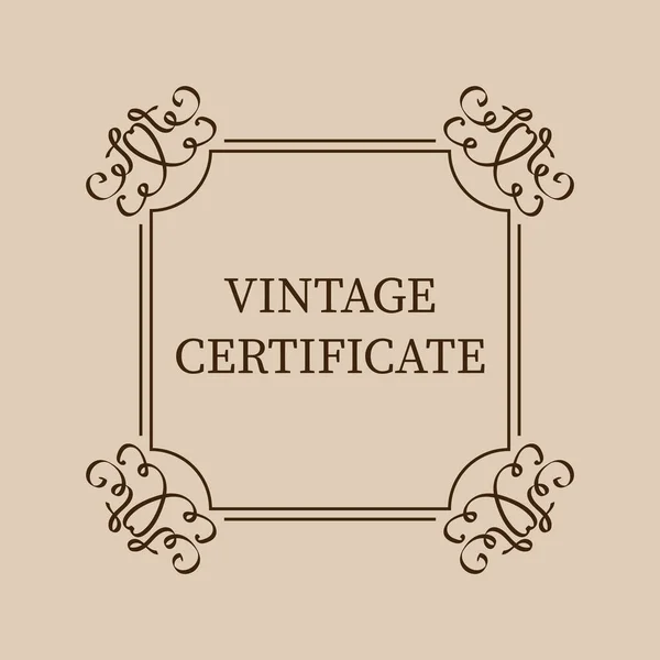 Certificat vintage. modèle de certificat ou de coupon avec frontière détaillée. — Image vectorielle