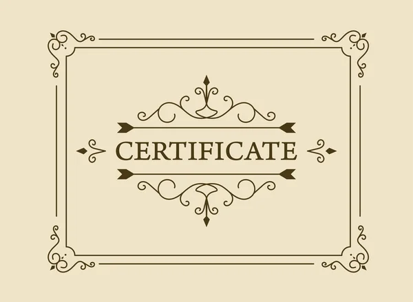 Certificado vintage. certificado o plantilla de cupón con borde detallado. — Archivo Imágenes Vectoriales