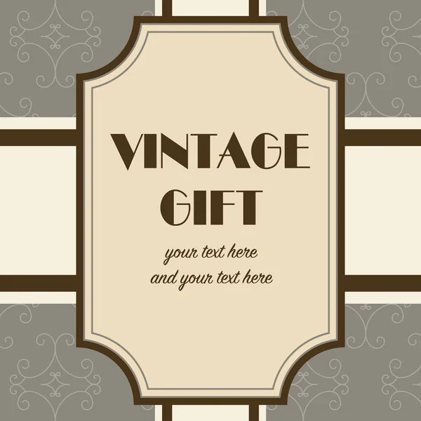 Regalo vintage con marco retro y lugar para su texto — Vector de stock
