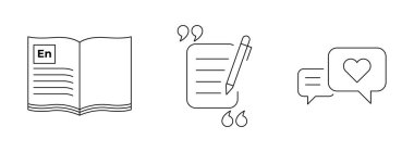 Medya ve iletişim simgeleri. Alıntı ve cevapla İngilizce kitabı