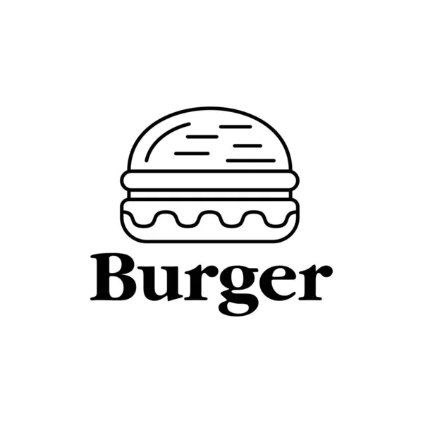 Preto símbolo delineado de um hambúrguer, isolado no fundo branco. — Vetor de Stock