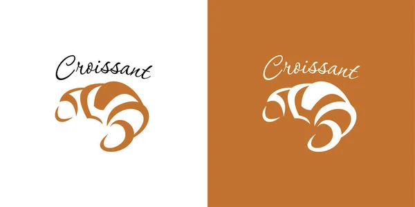 Godło piekarni Croissant lub logo z tekstem Croissant Shop. Do projektowania, takich jak piekarnia i rynek spożywczy — Wektor stockowy