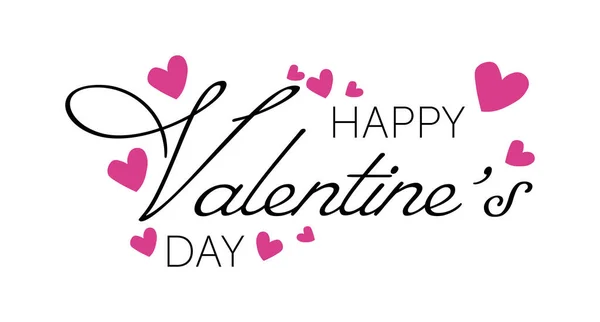 Happy Valentines Day handgeschriebenen Schriftzug. Schwarzer kalligrafischer Text mit rotem Herz, das von einem Pfeil durchbohrt wird, isoliert auf weißem Hintergrund. Valentinstag Urlaub Typografie. Vektorillustration. — Stockvektor