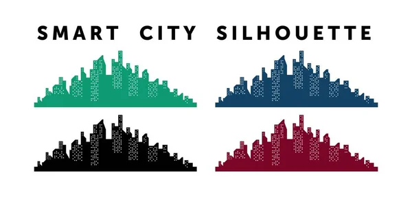 Bilgi elementleri olan şehir manzarası. Akıllı şehir. Modern şehir. Konsept web sitesi şablonu. Vektör illüstrasyonu.