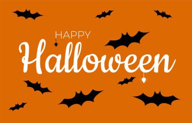 Cadılar bayramın kutlu olsun. Korku örümcekleri ve yarasalarla Cadılar Bayramı amblemi