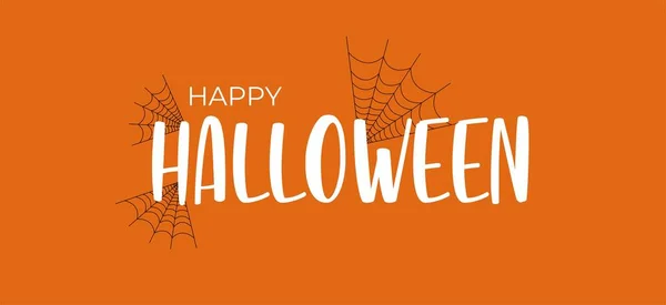 Veselé Halloween vektorové písmo. Rekreační kaligrafie s pavučinou a web pro banner, plakát, blahopřání, pozvánka na večírek. Izolovaná ilustrace. — Stockový vektor