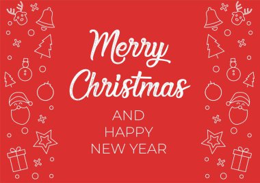 Hattal Mevsimler Dilekleriyle Şenlikli Elementlerden Yapılan Noel Dekoratif Sınırı