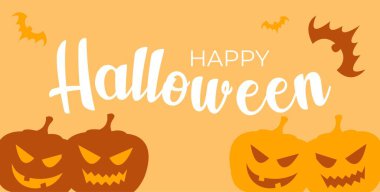 Kâğıt yarasalar ve balkabaklarıyla Cadılar Bayramınız kutlu olsun. Sancak partisi daveti. Vektör illüstrasyonu.