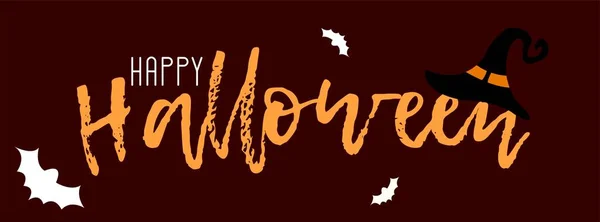Šťastný Halloween. Ručně kreslená kreativní kaligrafie a kartáčové písmo. design pro vánoční přání a pozvánky, letáky, plakáty, banner halloween dovolená — Stockový vektor