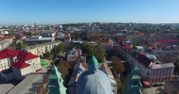 Aerial shooting. of the Greek Catholic Church. Church from the birds-eye view. — Stock Video