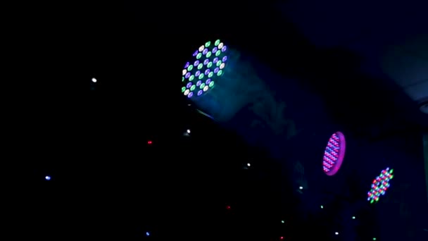 Disco lights and show. Concept about entertainment and party. Balloons and smoke — Stock Video