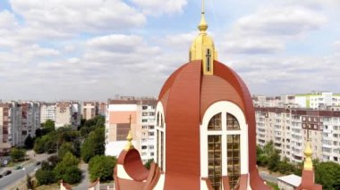 Hava fotoğrafçılığı, modern dini mimari. Aziz Petrus 'un Yunan Katolik Katedrali Havari orijinal tarzıyla.
