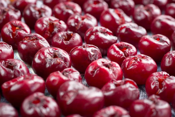 Patrón Fondo Bayas Frescas Cereza Melosa Preparadas Para Cocinar Secado — Foto de Stock