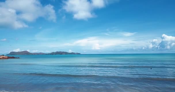 Повітряні Кадри Пляжу Острова Рай Праслін Серці Індійського Океану Сейшельські — стокове відео