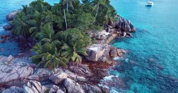 Images Aériennes Île Saint Pierre Entourant Eau Bleue Océan Indien — Video