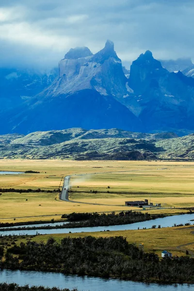 Increíble Vista Las Montañas Parque Nacional Torres Del Paine Patagonia — Foto de Stock