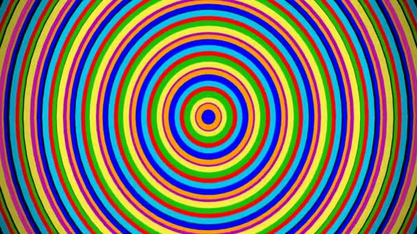 Ecualizador de audio digital concéntrico círculos divertidos coloridos. Animación generada por ordenador . — Vídeos de Stock