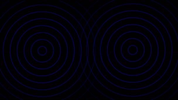 Resumen dos círculos azules latiendo sobre fondo negro — Vídeos de Stock