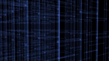 Hareket eden çizgileri ve titreyen parçacıkları olan kurşun ekranın soyut teknoloji arka planı. Kusursuz döngünün animasyonu.