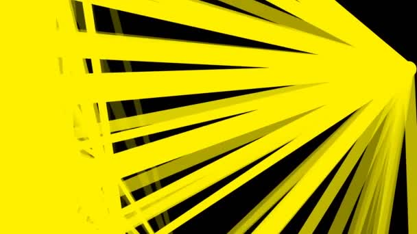 Abstrakt gula solstrålar är slumpmässigt rörlig animation på svart bakgrund. Animering av sömlösa öglor — Stockvideo
