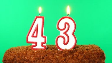 43 numaralı yanan mumlu kek. Krom anahtar. Yeşil Ekran. İzole edilmiş