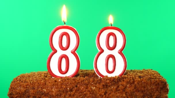 Cake with the number 88 lighted candle. Chroma key. Green Screen. Isolated — Stock Video