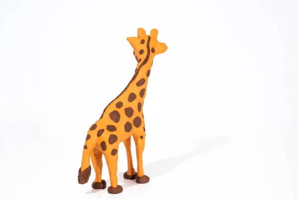 Opera Plastilina Giraffa Fatta Mano Foto Astratta Isolata — Foto Stock