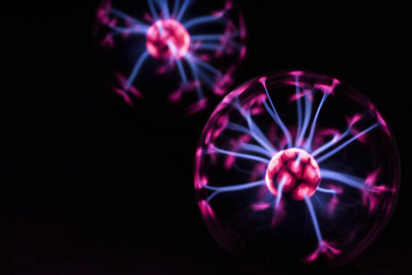 Electricity fire-ball. Abstract photo of electric waves. Static electricity