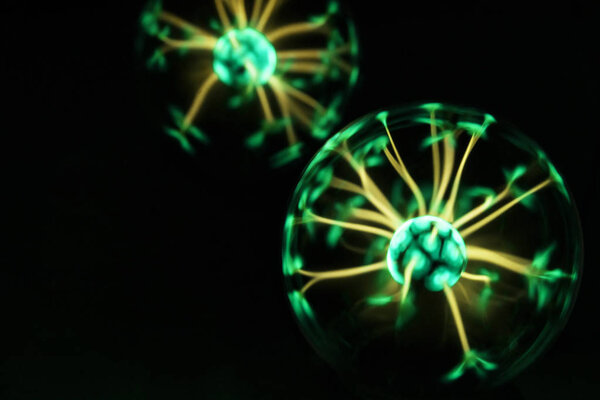 Electricity fire-ball. Abstract photo of electric waves. Static electricity