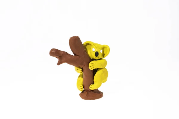 Plasticine Artwork Handmade Koala Fotografia Abstrato Isolado — Fotografia de Stock