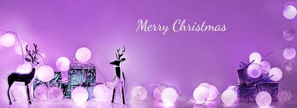 Decoraciones Navideñas Luces Eléctricas Redondas Navidad Con Algunos Elementos Decorativos — Foto de Stock