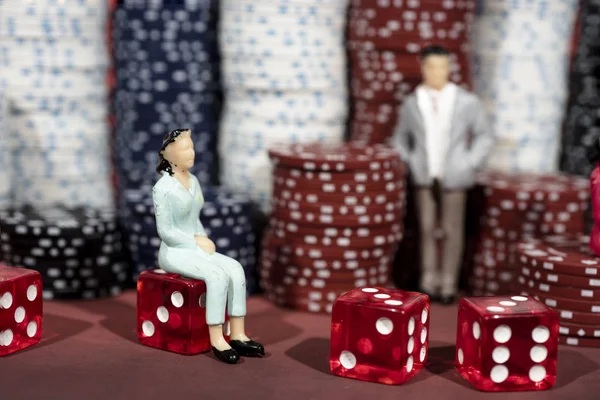 Kasino Abstraktes Foto Pokerspiel Auf Rotem Hintergrund Thema Glücksspiel — Stockfoto