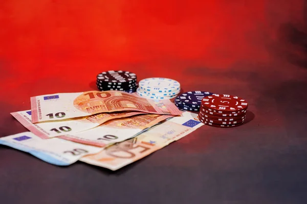 Casino Foto Abstrata Jogo Poker Fundo Vermelho Tema Jogo — Fotografia de Stock