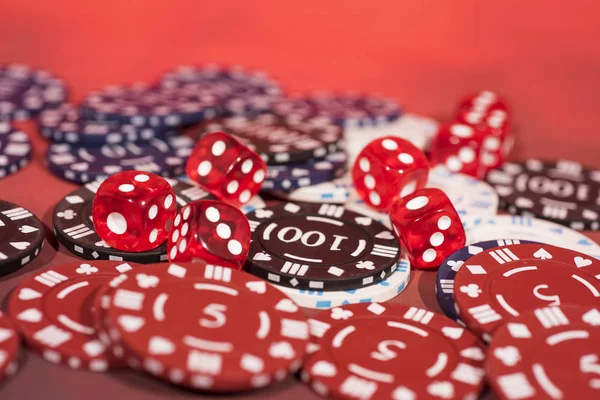 Casino Foto Abstrata Jogo Poker Fundo Vermelho Tema Jogo — Fotografia de Stock