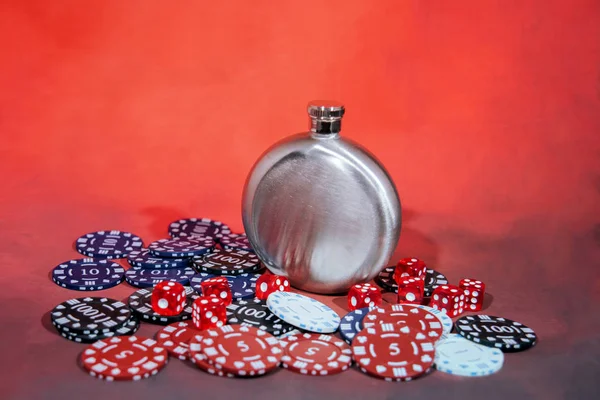 Casino Abstract Photo Poker Game Red Background Theme Gambling — Stock Photo, Image
