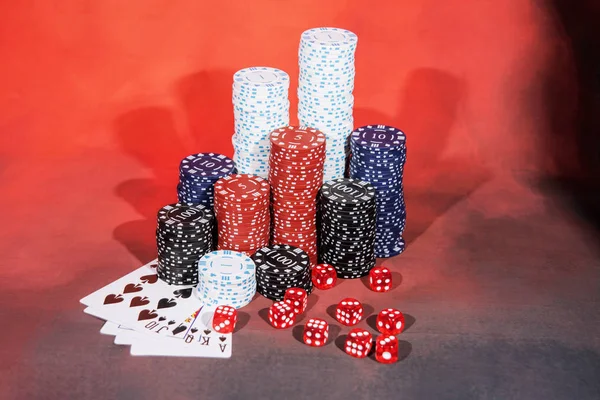 Абстрактное Фото Казино Игра Покер Красном Фоне Тема Азартных Игр — стоковое фото