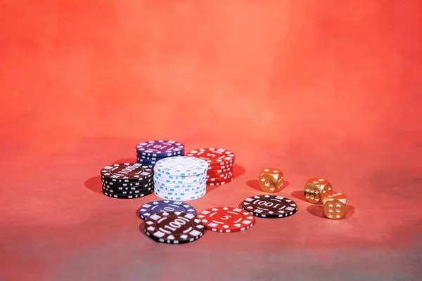Casino Foto Astratta Gioco Poker Sfondo Rosso Tema Del Gioco — Foto Stock