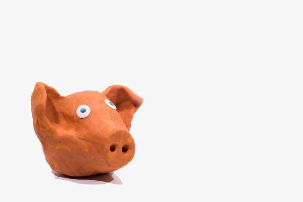 2019年的象征 用玩黏土做的猪 抽象照片 — 图库照片