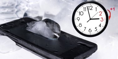 Yaz saati uygulaması. DST. duvar için sefer Kış saati. Zaman ileri açmak.