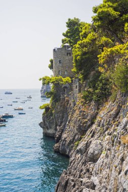 Positano Panoraması hill, Campania, İtalya tırmanma evleriyle