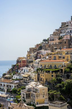 Positano Panoraması hill, Campania, İtalya tırmanma evleriyle