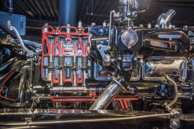 Retro otomobil koleksiyonu. Riga motor Müzesi. Mayıs, 2019. Riga, Letonya