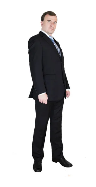 Pria tampan berjas formal dengan latar belakang putih. Foto abstrak emosi bisnis . — Stok Foto