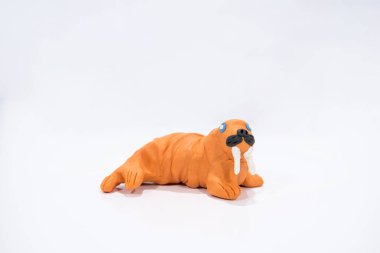 Plasticine sanat. El yapımı Walrus.
